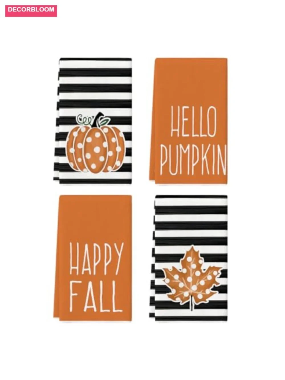 Set of 4 Kitchen Towels 18x26 Inch Highly Absorbent Fall Pumpkin